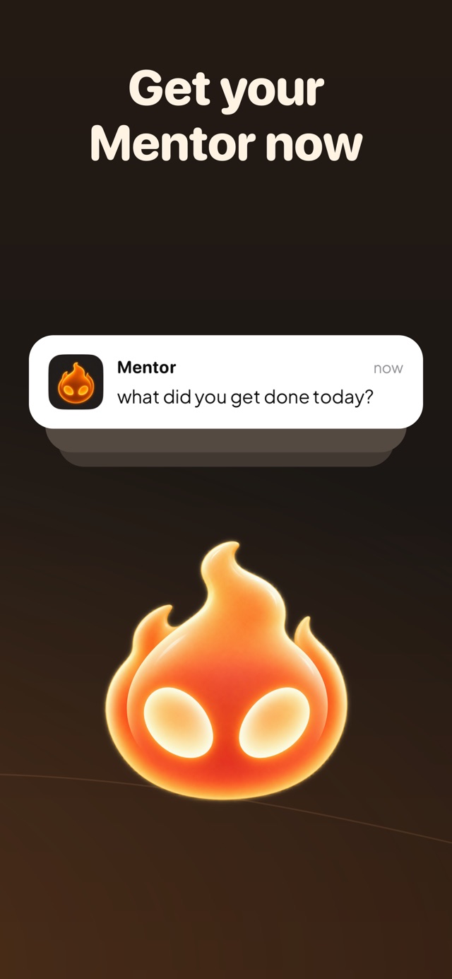 Mentor notification asking what the user completed today